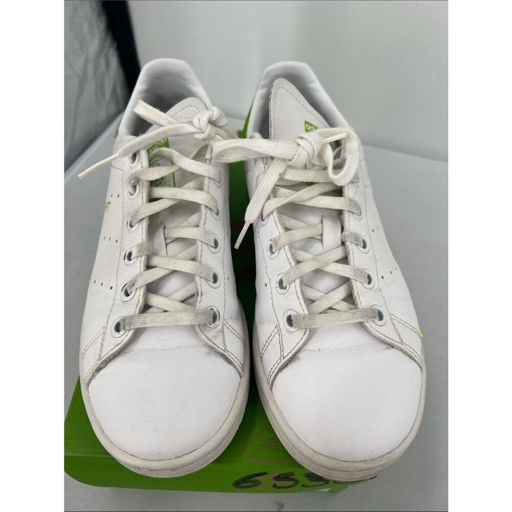 adidas White Stan Smith Sneakers with Green Heel Tab and Kermit Detail - Picture 3 of 8